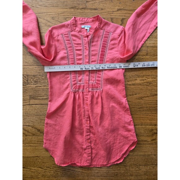 Tyler Boe 100% Linen Womens Button Up Tunic Blouse Pink Size 2 - Picture 6 of 7